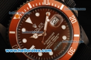 Rolex Submariner Automatic Movement PVD Case with Brown Dial Orange Bezel and Black Nylon Strap