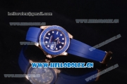 Rolex Yacht-Master 40 Miyota 8215 Automatic Rose Gold Case with Blue Dial and Dot Markers Blue Rubber Strap