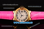 Cartier Ballon Bleu De Medium Asia 4813 Automatic Yellow Gold Case with Silver Dial Grey Leather Strap and Roman Numeral Markers (GF)