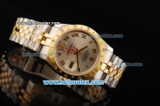 Rolex Datejust Oyster Perpetual Automatic Movement Steel Case with Diamond Gold Bezel and Two Tone Strap