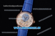 Audemars Piguet Jules Audemars Skeleton Tourbillon Asia ST25 Automatic Rose Gold Case Blue Dial Roman Numeral Markers and Blue Leather Strap