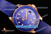 Rolex Yachtmaster 40/Yachtmaster II Asia 2813 Automatic Steel Case with Blue Dial and Blue Rubber Strap - White Markers