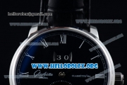 Glashutte Senator Meissen Tourbillon Swiss Tourbillon Automatic Steel Case with Black Dial Black Leather Strap