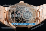 Audemars Piguet Royal Oak Openworked Extra-Thin Asia Automatic Rose Gold Case with Skeleton Dial and Rose Gold Bracelet (AAAF)