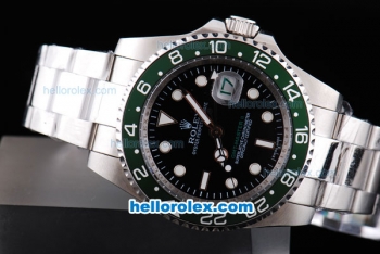 Rolex GMT-Master II Oyster Perpetual Automatic with Green Bezel,Black Dial and White Round Bearl Marking-Small Calendar