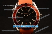 Omega Seamaster Planet Ocean 600M Co-Axial Clone Omega 8500 Automatic Steel Case with Black Dial Orange Rubber Strap and Sick Markers (EF)