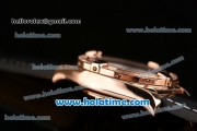 Breitling Galactic 36 Miyota Quartz Rose Gold Case with Black Leather Bracelet White Dial and Diamond Bezel