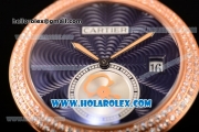 Cartier Rotonde De Miyota Quartz Rose Gold Case/Bracelet with Blue Dial and Diamonds Bezel