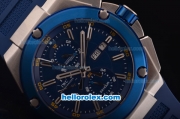 IWC Ingenieur Doppelchronograph Asia ST17 Automatic Steel Case with Blue Bezel and Blue Dial - 7750 Coating