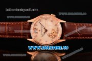 Vacheron Constantin Metiers d'Art Swiss ETA 2824 Automatic Rose Gold Case with White MOP Dial Brown Leather Strap and Diamonds Bezel