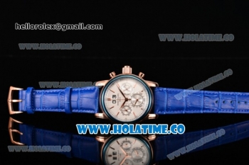 Patek Philippe Grand Complication Chrono Miyota OS20 Quartz Rose Gold Case with White Dial and Blue Bezel