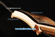 Franck Muller Master Square Swiss Quartz Movement Rose Gold Case with Black Markers and Black Leather Strap