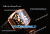 Franck Muller Vanguard Miyota Automatic Copy Tourbillon Rose Gold Case With Skeleton Dial Leather/Rubber Strap