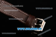 IWC Pilot's Watch Spitfire Chrono Miyota Quartz Steel Case with Brown Leather Strap White Dial and Arabic Numeral Markers