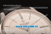 Rolex Cellini Time Asia 2813 Automatic Steel Case with Black Leather Strap and White Dial (BP)