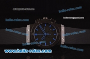 Hublot Classic Fusion Chrono Miyota Quartz PVD Case with Black Dial - Blue Markers and Black Rubber Strap