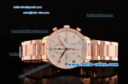 IWC Portuguese Chrono Miyota OS10 Quartz Rose Gold Case/Strap with White Dial and Arabic Numeral Markers