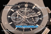 Hublot Classic Fusion Skeleton Chrono Miyota Quartz Steel Case with Skeleton Dial and Silver Stick Markers