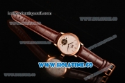 A.Lange&Sohne Saxonia Tourbillon Asia Automatic Rose Gold Case with White Dial Brown Leather Strap and Stick Markers