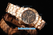 Chopard Happy Sport Chronograph Miyota Quartz Movement Rose Gold Case with Black Dial and Rome Numeral Markers