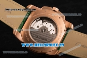 Cartier Calibre De Cartier Miyota 9015 Automatic Rose Gold Case with White Dial and Green Leather Strap