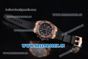 Audemars Piguet Royal Oak Offshore Seiko VK67 Quartz Rose Gold/Diamonds Case with Black Dial and Diamonds Bezel Black Rubber Strap