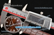 Patek Philippe Calatrava Miyota Quartz Steel Case with Roman Numeral Markers and Brown Dial