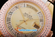 Rolex Day-Date Automatic Movement Rose Gold & Diamond Bezel with Golden Dial