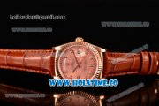 Rolex Day-Date Asia 2813/Swiss ETA 2836/Clone Rolex 3135 Automatic Rose Gold Case with Diamonds Markers and Pink MOP Dial (BP)