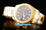 Rolex Yachtmaster Swiss ETA 2836 Automatic Movement Full Gold Case/Strap with Black Dial and White Round Hour Marker