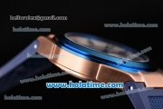 IWC Ingenieur Asia ST Automatic Rose Gold Case with Blue Rubber Bracelet Silver Dial and Blue Bezel