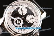 Vacheron Constantin Malte Asia ST25 Automatic Steel Case with Black Leather Strap Silver Markers and Black/Black Dial