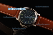 Panerai Luminor Marina Pam 104 Automatic Movement Steel Case with Blue Dial and Brown Leather Strap