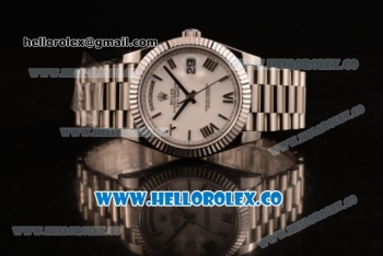 Rolex Day-Date Swiss ETA 2836 Automatic Steel Case with White Dial and Steel Bracelet - (BP)