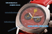Ferrari & Panerai Chronograph Automatic with Red Dial and White Bezel-Red Leather Strap