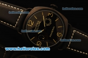 Panerai Radiomir Asia 6497 Manual Winding PVD Case with Black Dial and Black Leather Strap
