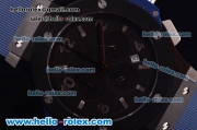 Hublot Big Bang Chronograph Quartz Movement PVD Case with Black Dial and Blue Rubber Strap