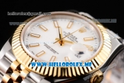 Rolex Datejust II Asia 2813 Automatic Two Tone Case/Bracelet with White Dial and Stick Markers (BP)