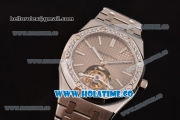 Audemars Piguet Royal Oak 41MM Swiss Tourbillon Manual Winding Full Steel with Diamonds Bezel and Grey Dial (FT)