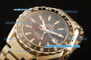 Omega Seamaster GMT Asia 2813 Automatic Full Steel with Black stripe Dial and SS Strap