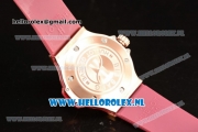 Hublot Big Bang Tutti Japanese Miyota Quartz Rose Gold Case with Red Dial Stick Markers and Pink Rubber Strap