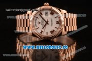 Rolex Day-Date Asia/Swiss ETA 2836 Automatic Rose Gold Case with White Dial and Rose Gold Bracelet - (BP)