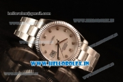 Rolex Datejust Oyster Perpetual Swiss ETA 2836 Automatic Steel Case White Dial With Diamonds Markers Steel Bracelet (BP)