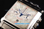 Franck Muller Conquistador Swiss Valjoux 7750 Automatic Movement Steel Case with White Dial and Numeral Markers-Steel Strap