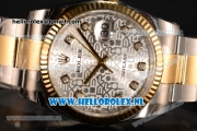Rolex Datejust 3135 Auto Yellow Gold Case with White Dial and Two Tone Bracelet - 1:1 Origianl (AAAF)