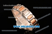 Cartier Rotonde De Miyota Quartz Two Tone Case with Silver Dial and Diamonds Bezel