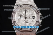 Audemars Piguet Royal Oak Offshore Seiko VK67 Quartz Steel/Diamonds Case with Silver Dial