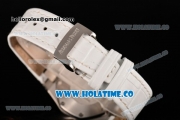 Audemars Piguet Royal Oak Lady Swiss Quartz Steel Case with White Leather Strap White Dial and Stick Markers