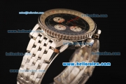 Breitling Montbrillant Swiss Valjoux 7750 Automatic Full Steel with Black Dial and Sliver Stick Markers