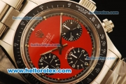 Rolex Daytona Vintage Edition Chronograph Swiss Valjoux 7750 Manual Winding Steel Case/Strap with Red Dial